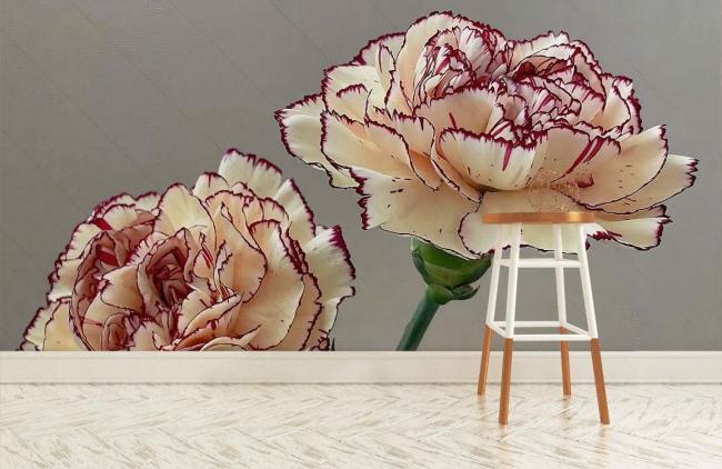 3D | Elegant Beige Peony Floral Mural Non-Woven Wallpaper 1ft2 Beige 3D 3D