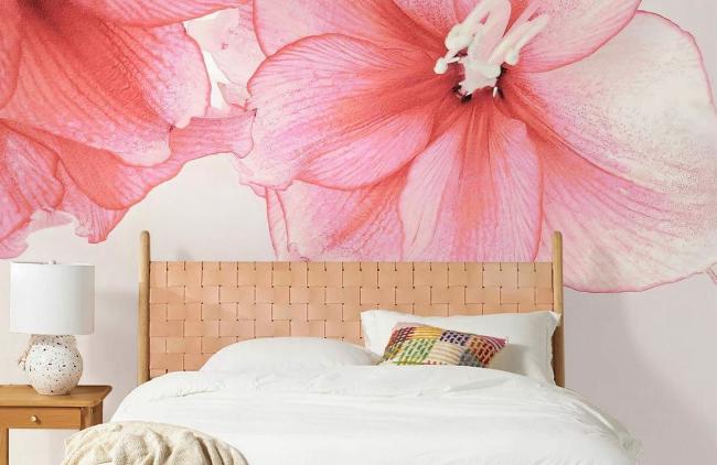 3D | Elegant Pink Floral Non-Woven Wall Mural 1ft2 Pink 3D 3D