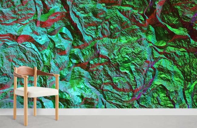 3D | Emerald Abstract Art Mural Non-Woven Wallpaper 1ft2 Emerald Green 3D 3D