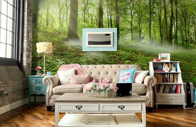 3D | Enchanted Forest Landscape Non-Woven Wall Mural 1ft2 Green 3D 3D