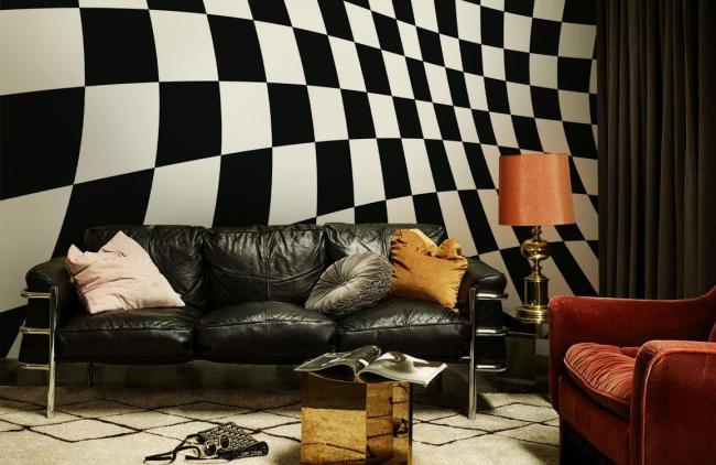 3D | Modern Black and White Geometric Mural Non-Woven Wallpaper 1ft2 Black and White 3D 3D