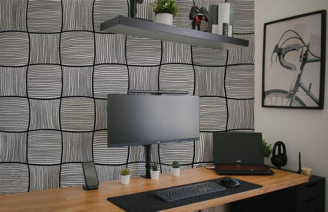 3D | Modern Geometric Black White Dazzle Squares Non-Woven Wallpaper 1ft2 Black and White 3D 3D