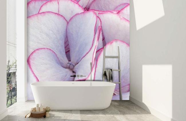 3D | Pink Floral Delicate Petal Mural Non-Woven Wallpaper 1ft2 Pink and White 3D 3D