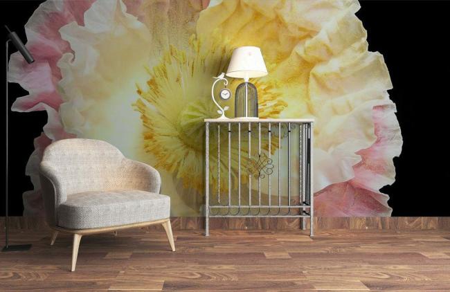 3D | Pink Floral Watercolor Non-Woven Wallpaper Delight 1ft2 Pink and Yellow 3D 3D