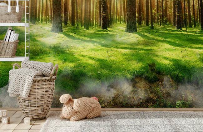 3D | Sunny Forest Glade Green Mural Non-Woven Wallpaper 1ft2 Green 3D 3D