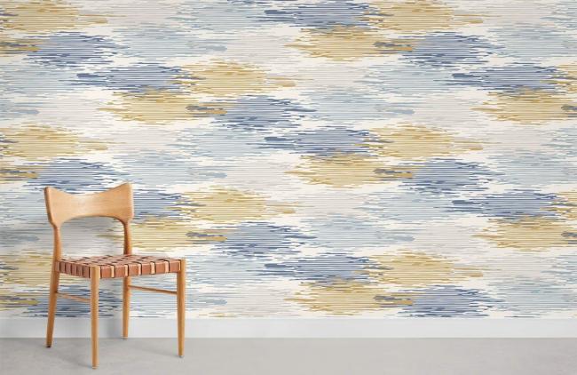 Abstract | Abstract Brushstroke Chic Mural Non-Woven Wallpaper 1Roll Beige, Blue, Gold Abstract Abstract