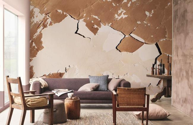 Abstract | Abstract Cracked Earth Texture Mural Non-Woven Wallpaper 1ft2 Beige Abstract Abstract