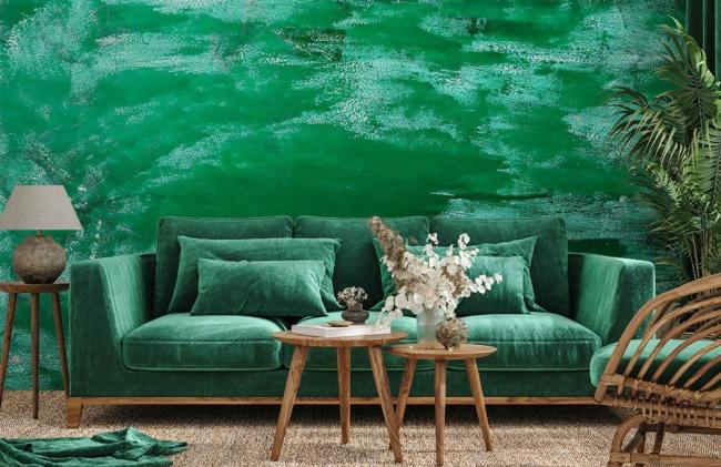 Abstract | Abstract Emerald Brush Stroke Mural Non-Woven Wallpaper 1ft2 Emerald Green Abstract Abstract