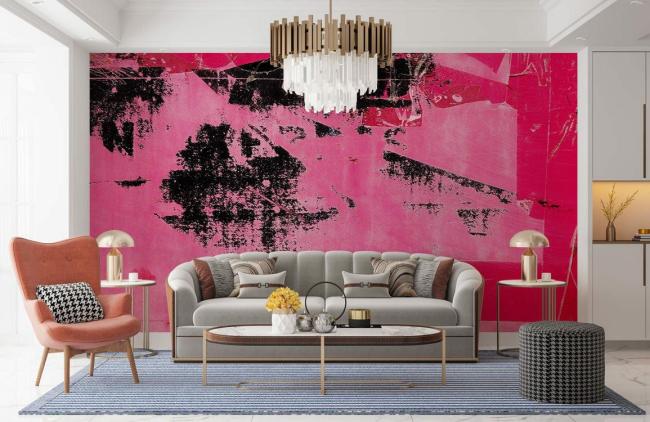 Abstract | Abstract Pink and Black Mural Non-Woven Wallpaper 1ft2 Pink and Black Abstract Abstract