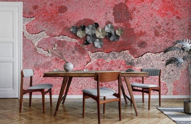 Abstract | Abstract Red Textured Mural Non-Woven Wallpaper 1ft2 Red Abstract Abstract