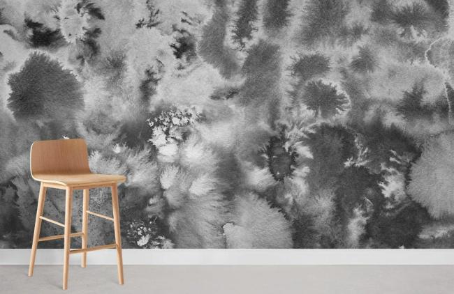 Abstract | Abstract Watercolor Grey Mural Non-Woven Wallpaper 1ft2 Grey Abstract Abstract