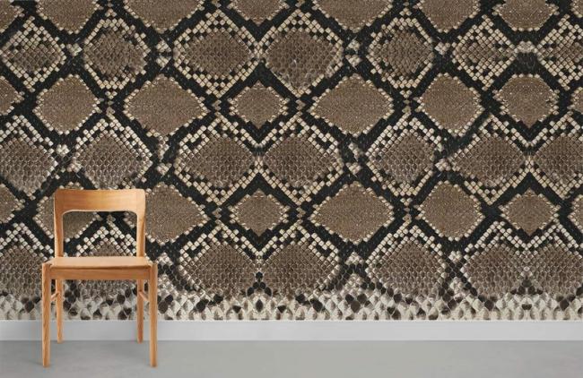 Abstract | Geometric Brown Snake Skin Mural Non-Woven Wallpaper 1Roll Brown Abstract Abstract