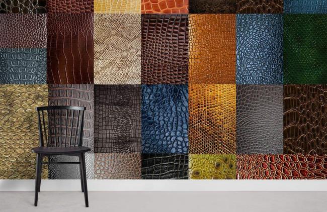 Abstract | Luxurious Multi-Textured Leather Mural Non-Woven Wallpaper 1ft2 Multi-Color Abstract Abstract