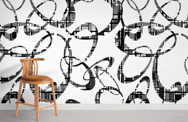 Abstract | Modern Abstract Black and White Mural Non-Woven Wallpaper 1Roll Black and White Abstract Abstract