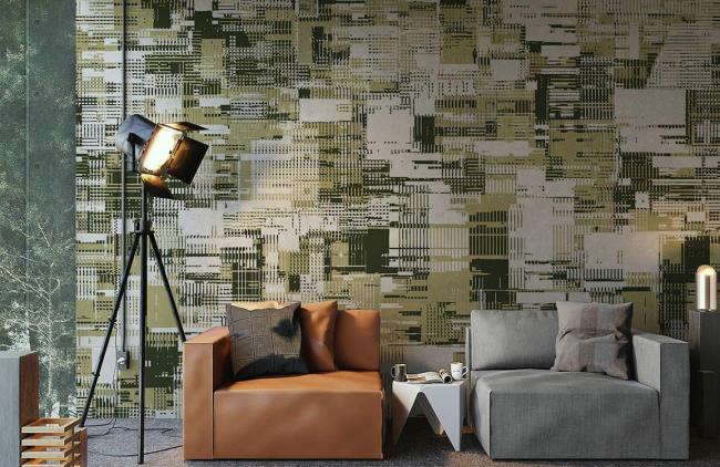 Abstract | Modern Abstract Geometric Gold Mural Non-Woven Wallpaper 1ft2 Gold and White Abstract Abstract