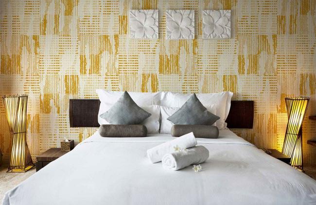 Abstract | Modern Gold Herringbone Yellow Mural Non-Woven Wallpaper 1ft2 Gold and White Abstract Abstract