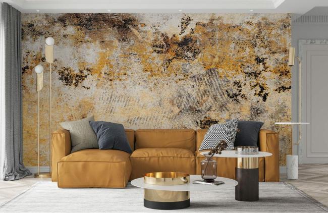 Abstract | Rustic Gold Textured Marble Mural Non-Woven Wallpaper 1ft2 Gold Abstract Abstract