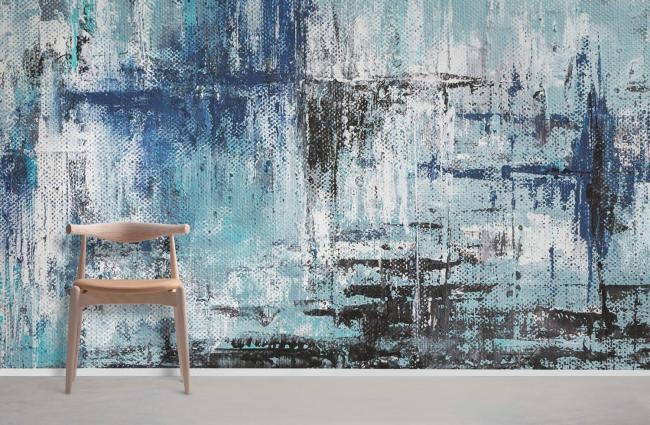 Art Decor | Abstract Blue Urban Brushstroke Mural Non-Woven Wallpaper 1ft2 Blue Art Decor Art Decor