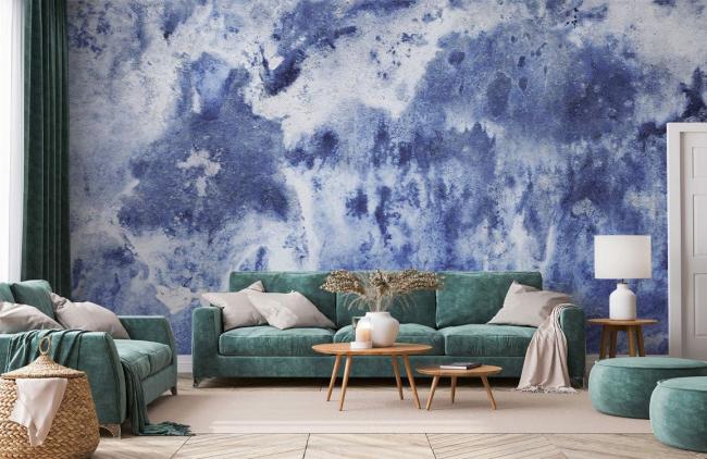 Art Decor | Abstract Blue Watercolor Effect Mural Non-Woven Wallpaper 1ft2 Blue Art Decor Art Decor