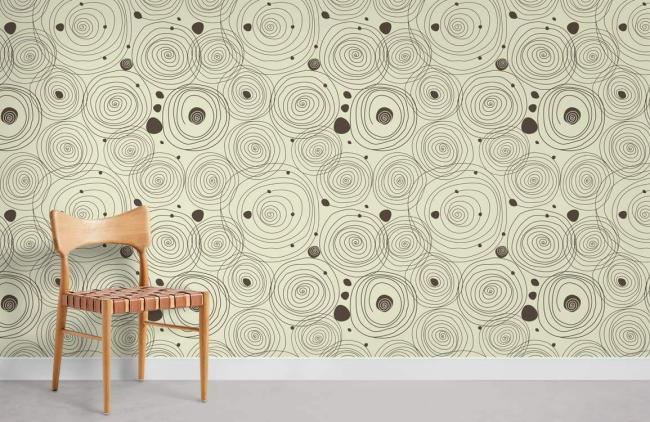 Art Decor | Abstract Circular Pattern Neutral Mural Non-Woven Wallpaper 1Roll Beige Art Decor Art Decor