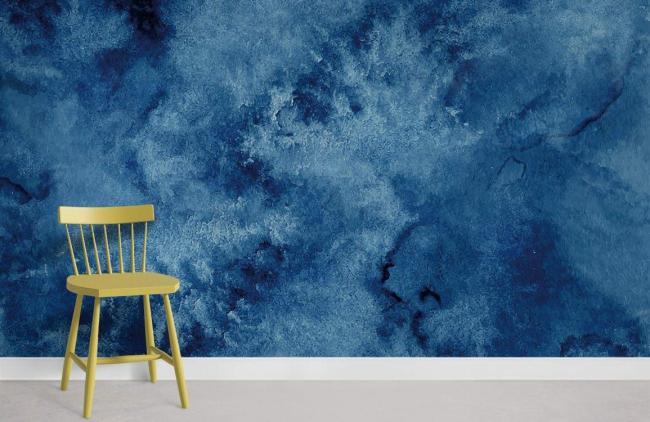 Art Decor | Abstract Watercolor Blue Mural Non-Woven Wallpaper 1ft2 Blue Art Decor Art Decor