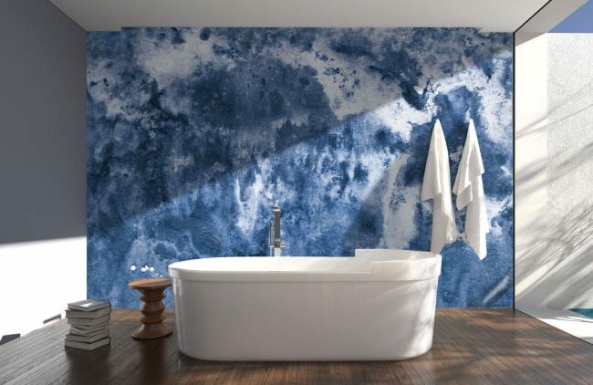 Art Decor | Abstract Watercolor Dark Blue Mottled Non-Woven Wall Mural 1ft2 Blue Art Decor Art Decor