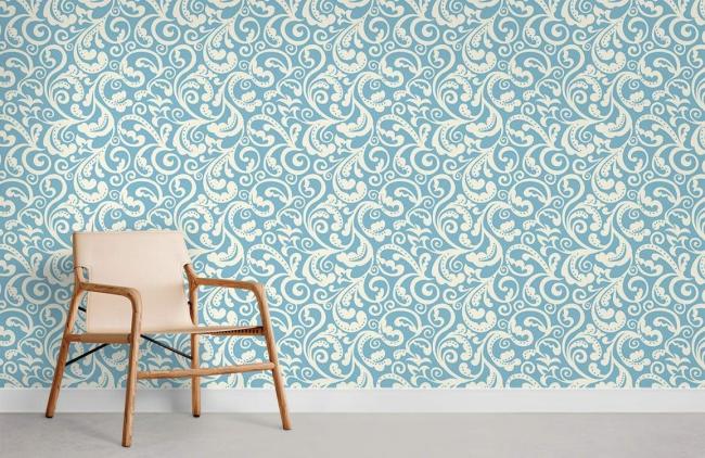 Art Decor | Elegant Blue White Paisley Mural Non-Woven Wallpaper 1Roll Blue and White Art Decor Art Decor