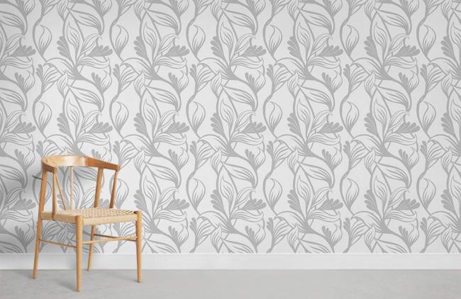 Art Decor | Elegant Grey Floral Pattern Mural Non-Woven Wallpaper 1Roll Grey Art Decor Art Decor