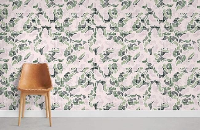 Art Decor | Green Leaf Pattern Modern Mural Non-Woven Wallpaper 1Roll Green and White Art Decor Art Decor