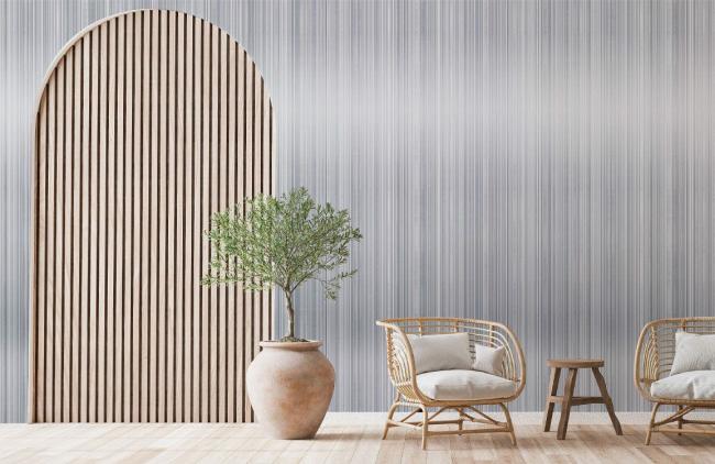 Art Decor | Modern Silver Striped Mural Non-Woven Wallpaper 1ft2 Silver Art Decor Art Decor