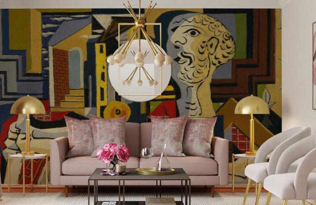 Famous Painting | Abstract Art Deco Style Mural Non-Woven Wallpaper 1ft2 Multicolor Design & Art Famous Painting