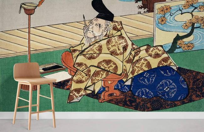 Famous Painting | Traditional Japanese Art Mural Non-Woven Wallpaper 1ft2 Beige Design & Art Beige