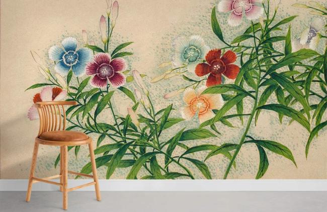 Famous Painting | Vintage Botanical Floral Mural for Wall 1ft2 Beige Design & Art Beige