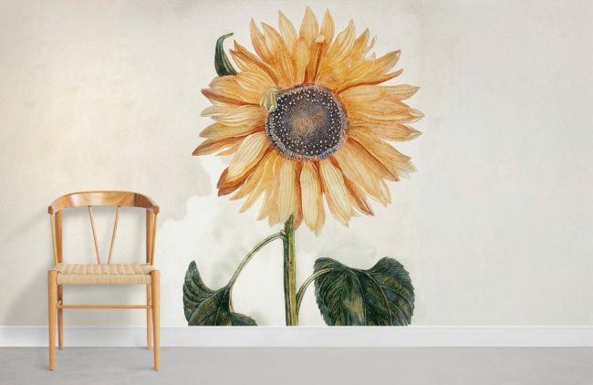 Famous Painting | Whimsical Sunflower Watercolor Mural Non-Woven Wallpaper 1ft2 Yellow Design & Art Famous Painting