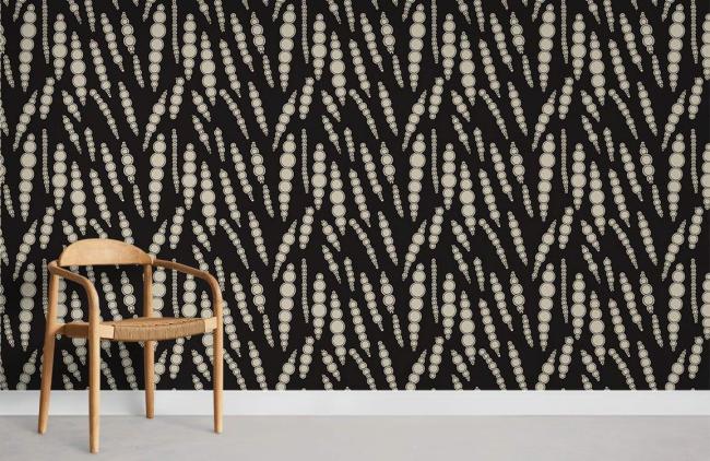 Food & Drink | Art Deco Geometric Black Gold Mural Non-Woven Wallpaper 1Roll Black and Gold Food & Drink Black & Gold