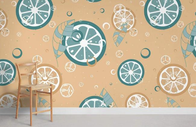 Food & Drink | Citrus Boho Kitchen Mural Non-Woven Wallpaper 1Roll Beige Food & Drink Beige