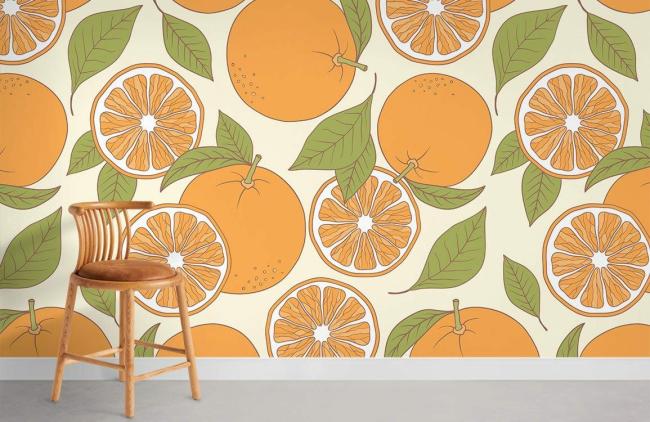 Food & Drink | Citrus Orange Slice Kitchen Mural Non-Woven Wallpaper 1Roll Orange Food & Drink Food & Drink