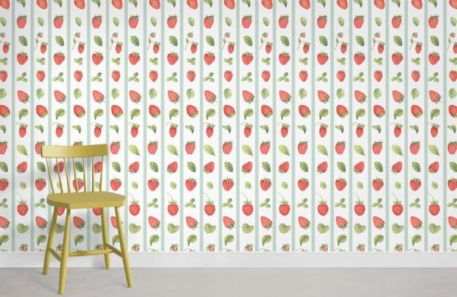 Food & Drink | Red Floral Botanical Garden Mural Non-Woven Wallpaper 1Roll Red Food & Drink Food & Drink