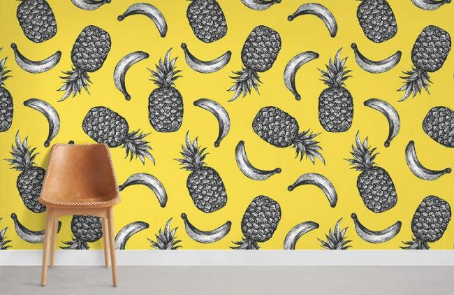 Food & Drink | Tropical Fruit Yellow Kitchen Mural Non-Woven Wallpaper 1Roll Yellow Food & Drink Food & Drink