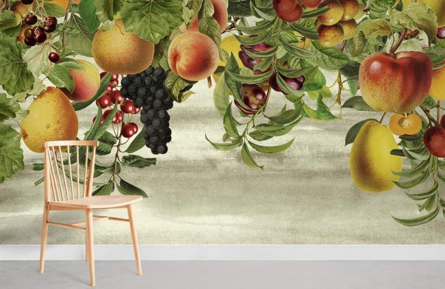 Food & Drink | Vibrant Botanical Fruit Garden Mural Non-Woven Wallpaper 1ft2 Neutral Food & Drink Food & Drink