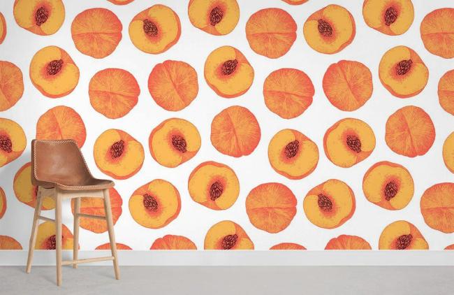 Food & Drink | Vibrant Orange Peach Fruit Mural Non-Woven Wallpaper 1Roll Orange Food & Drink Food & Drink