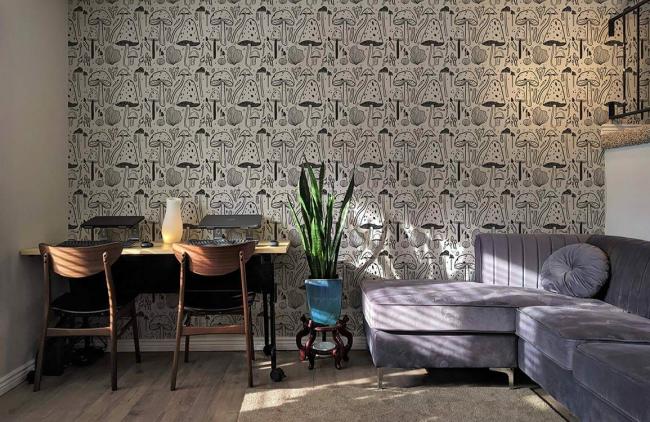 Food & Drink | Whimsical Forest Mushrooms Mural Non-Woven Wallpaper 1Roll Grey Food & Drink Food & Drink