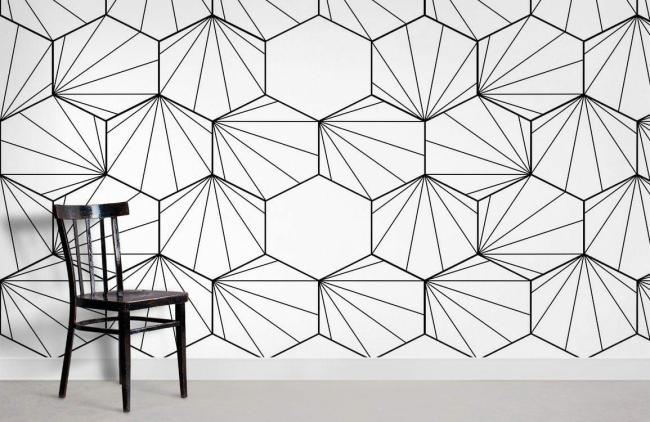 Geometric | Modern Geometric Black White Mural for Wall 1Roll Black and White General Black & White