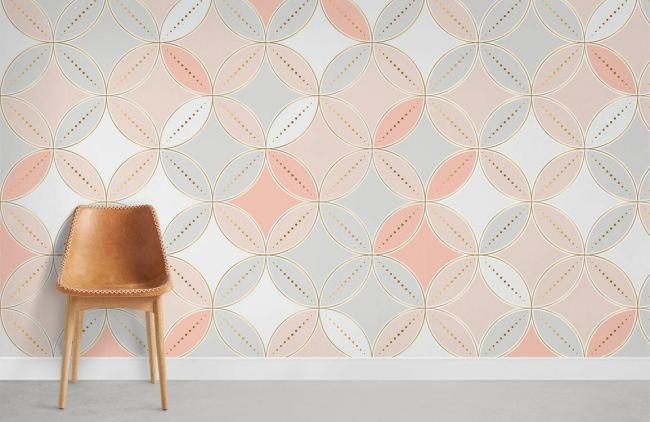 Geometric | Modern Geometric Leaf Pattern Non-Woven Wallpaper Mural 1ft2 Beige General Beige