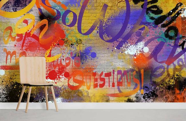 Graffiti | Abstract Colorful Graffiti Mural Non-Woven Wallpaper 1ft2 Multicolor Design & Art Graffiti