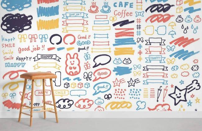 Graffiti | Colorful Doodle Art Kids Mural Non-Woven Wallpaper 1ft2 Multicolor Design & Art Graffiti