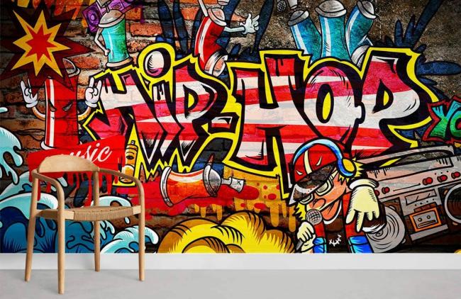 Graffiti | Colorful Urban Graffiti Art Mural Non-Woven Wallpaper 1ft2 Multicolor Design & Art Graffiti