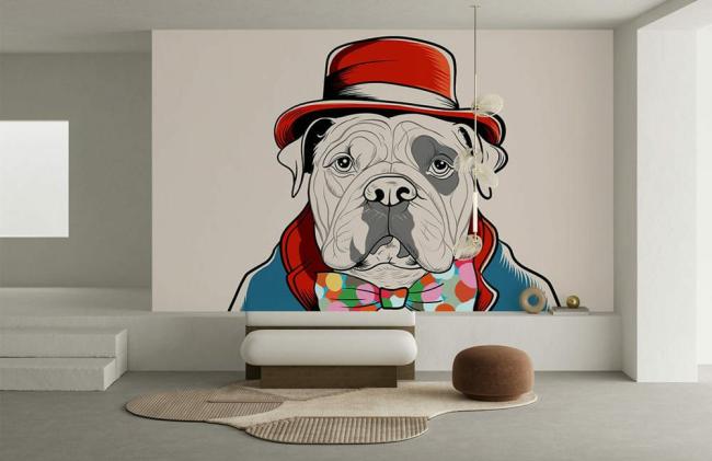 Graffiti | Dapper Dog Artistic Non-Woven Wall Mural 1ft2 Colorful Design & Art Colorful