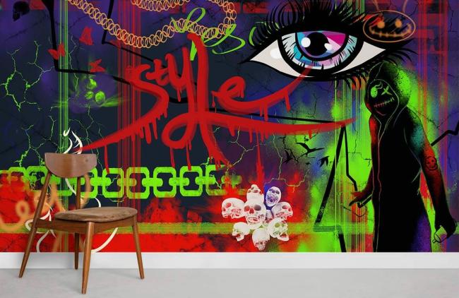 Graffiti | Gothic Graffiti Art Mural Non-Woven Wallpaper 1ft2 Multi-Color Design & Art Graffiti