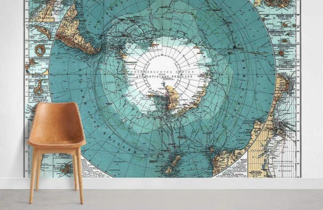 Map | Vintage Nautical Map Non-Woven Wall Mural 1ft2 Navy and Beige General Map